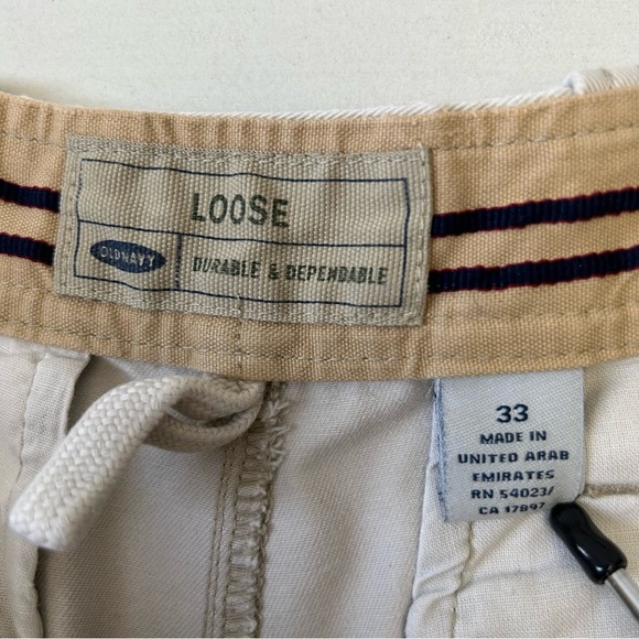 Old Navy Men's Shorts Flat Front Cotton Chino Loose Fit Beige Size 33 - Picture 10 of 14